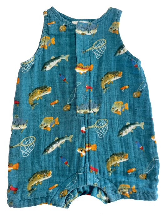 Gone Fishin' Muslin Shortie Romper