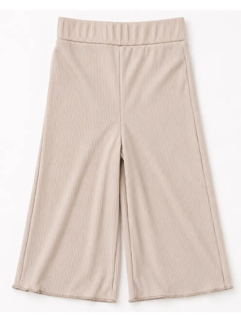 Irish Cream Ribbed Wide Leg Pants