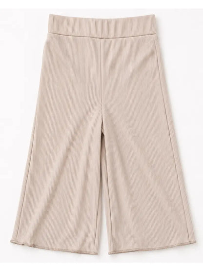 Irish Cream Ribbed Wide Leg Pants