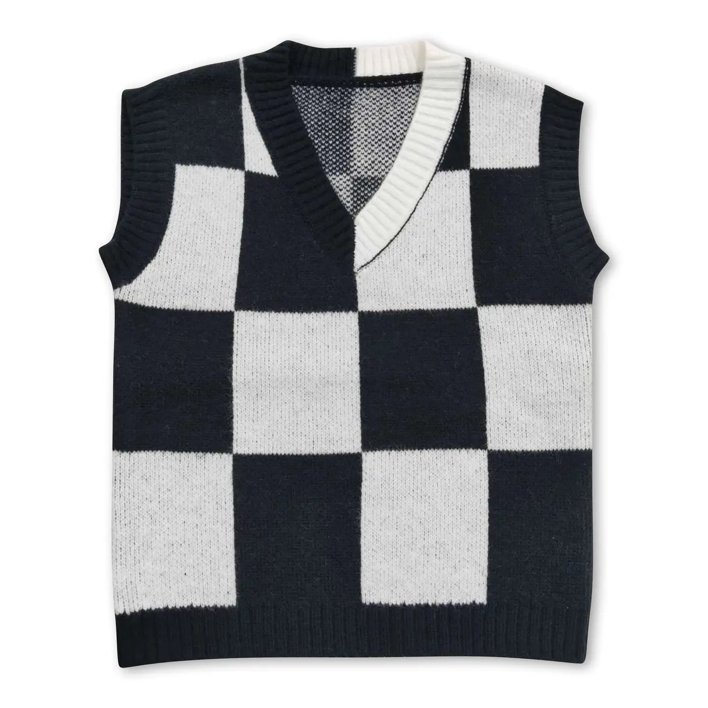 Black & White Checkered Sweater Vest