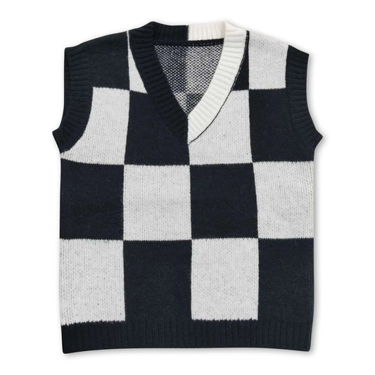 Black & White Checkered Sweater Vest