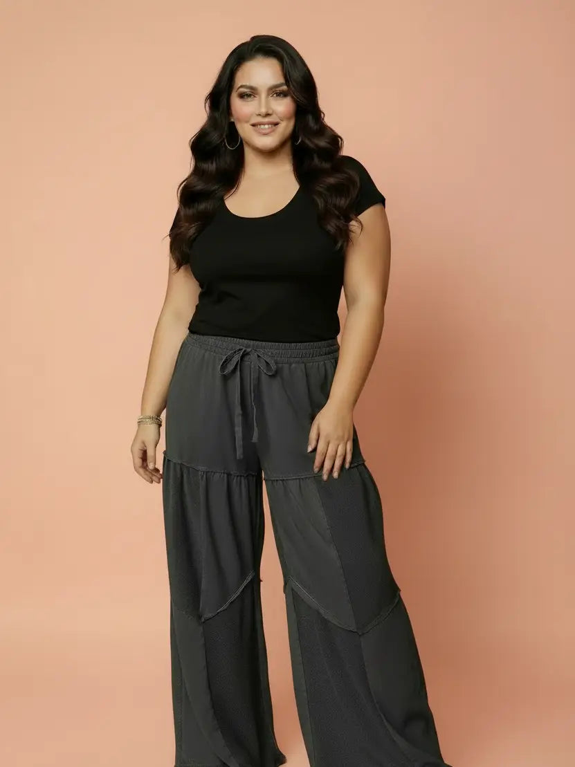 Mineral Wash Exposed Seam Pants - Curvy