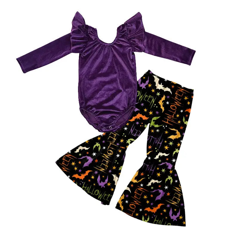 Purple Velvet Romper & Batty Bells