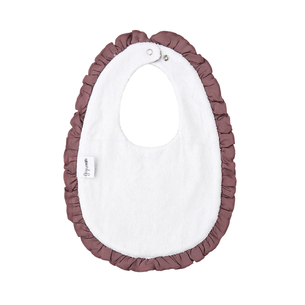 Mauve Snap Bamboo Ruffle Bib