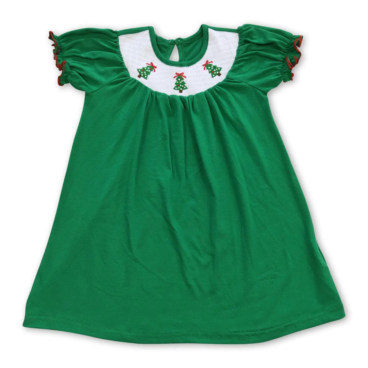 Green Christmas Tree Smock Dress