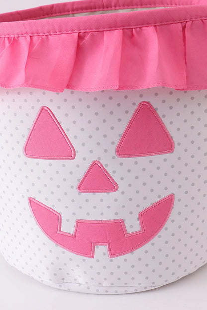 Pink Pumpkin Appliqué Dot Ruffle Basket