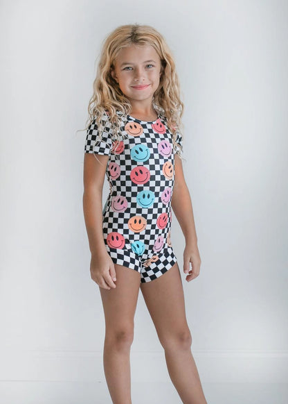 Checkered Smiley Face Leotard