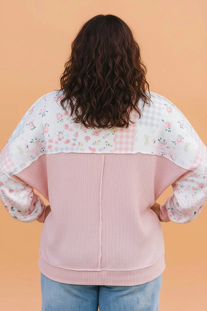 Floral Patchwork Corded Top - Curvy