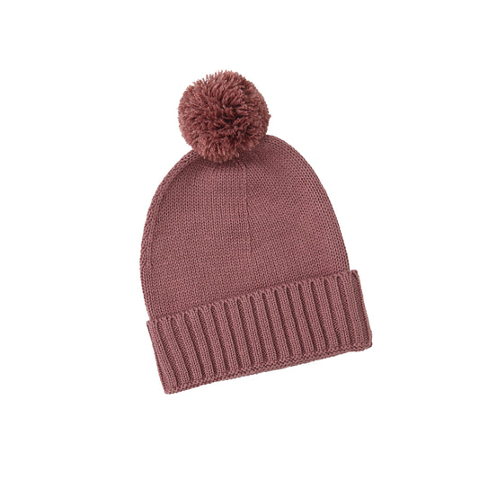 Mauve Knit Pom Beanie