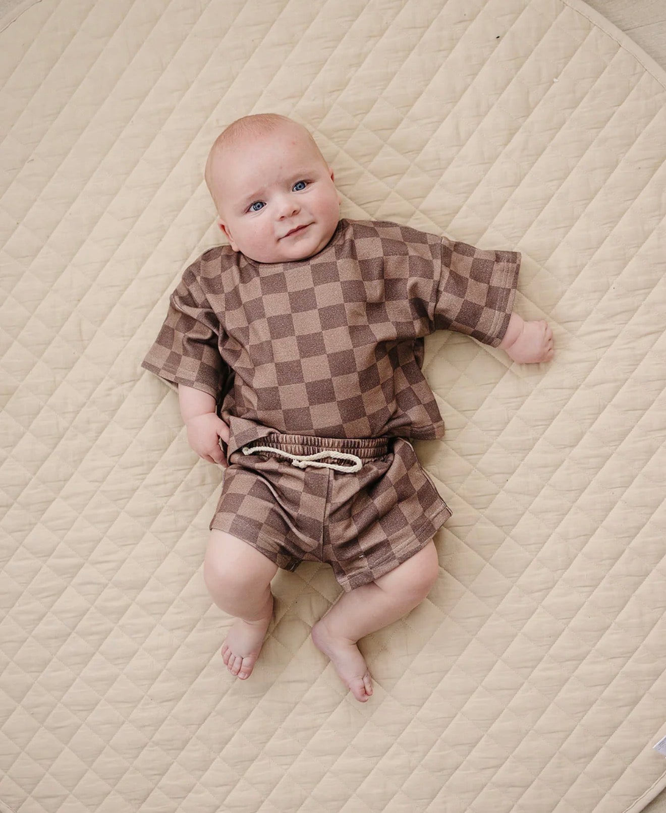 Espresso Checks Shorts Set