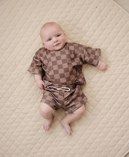 Espresso Checks Shorts Set