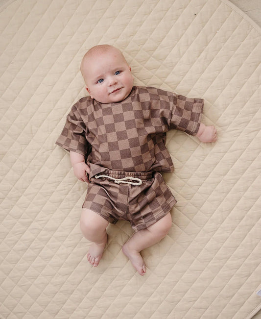 Espresso Checks Shorts Set