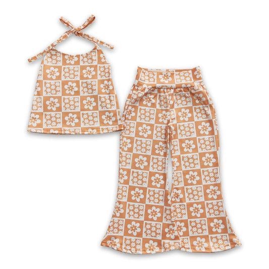 Checkered Halter & Wide Leg Pants