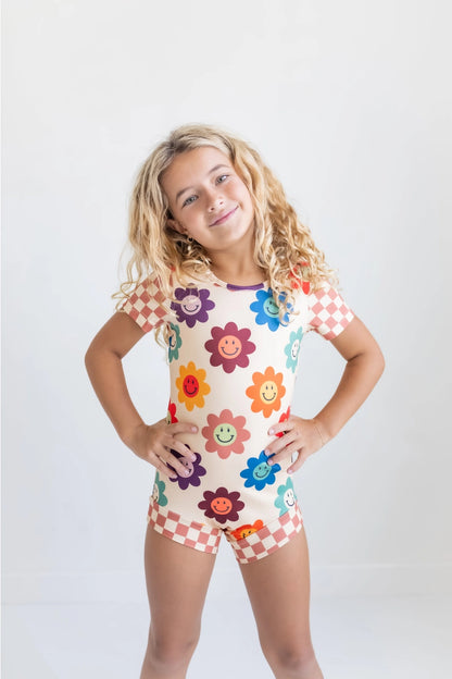 Rainbow Retro Smiley Face Leotard