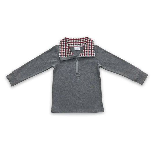 Grey Plaid 1/4 Zip