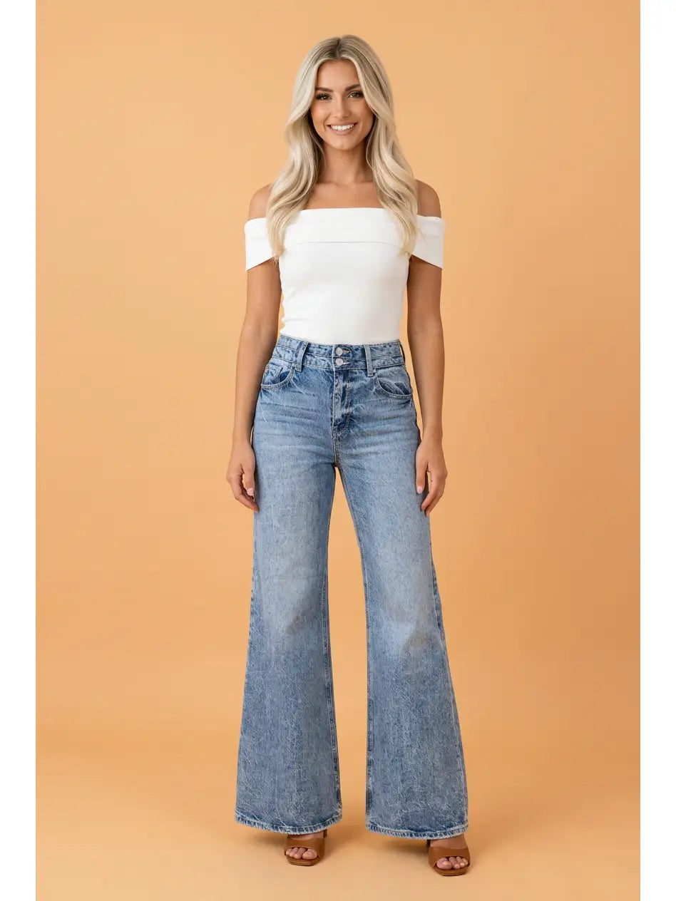Acid Wash Flare Jeans