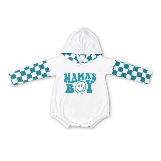 Mama's Boy Teal Hooded Bubble Romper