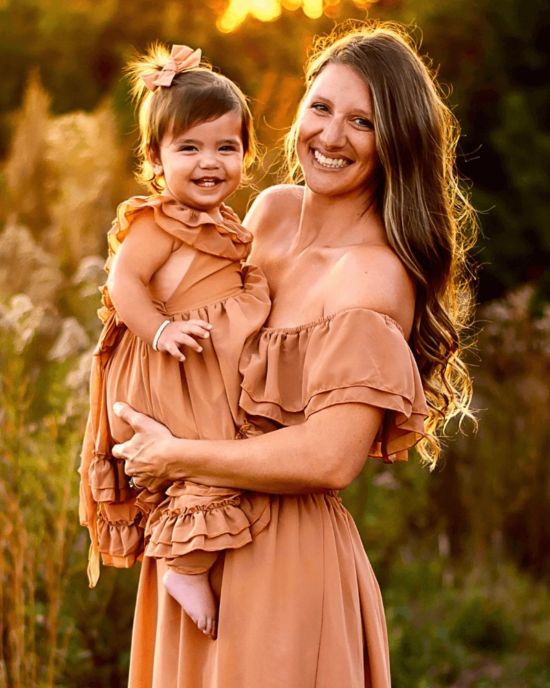 Mocha Ruffle Maxi Dress