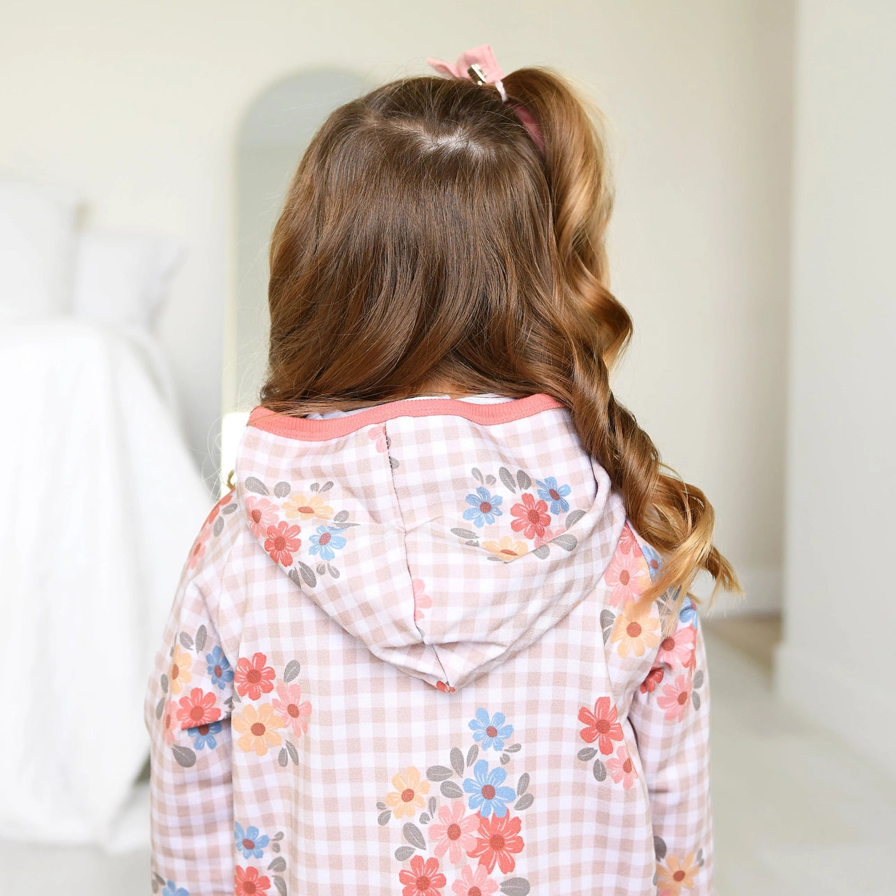 Callie Gingham Floral Hooded Sweatsuit Set