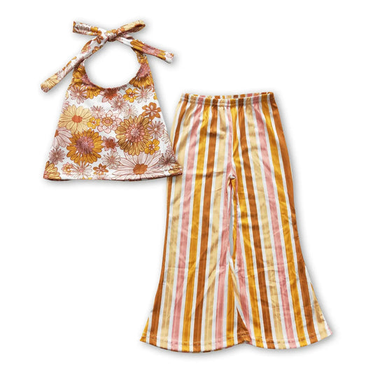 Halter & Wide Leg Striped Pants
