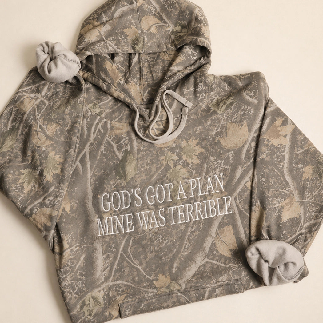 God's Got A Plan Embroidered Camo Hoodie