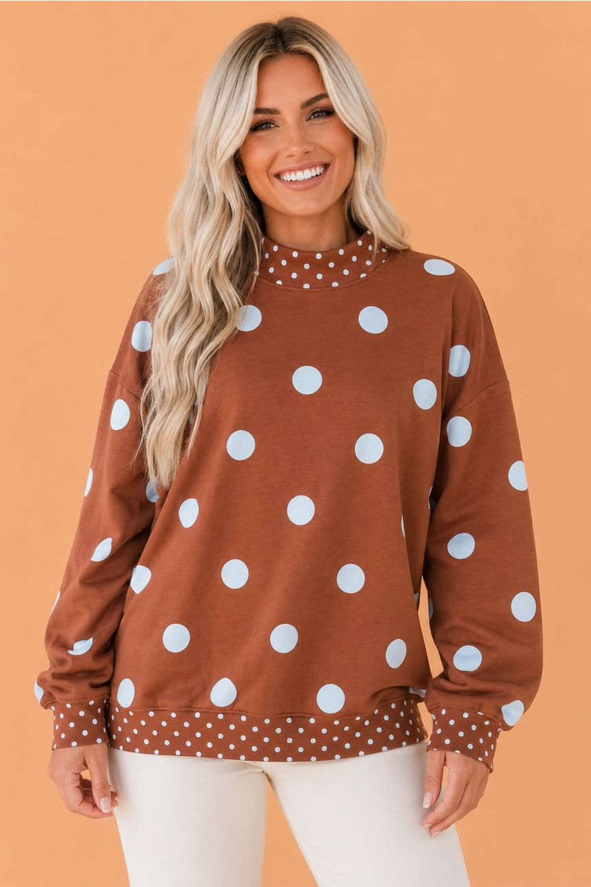 Brown Polka Dot Oversized Sweater