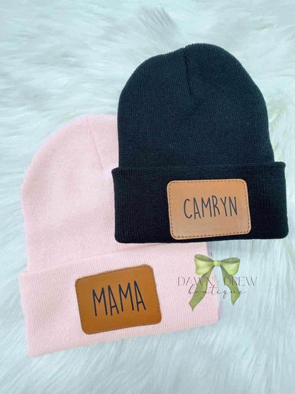 Custom Name Leather Patch Beanies - CLOSES 11/1