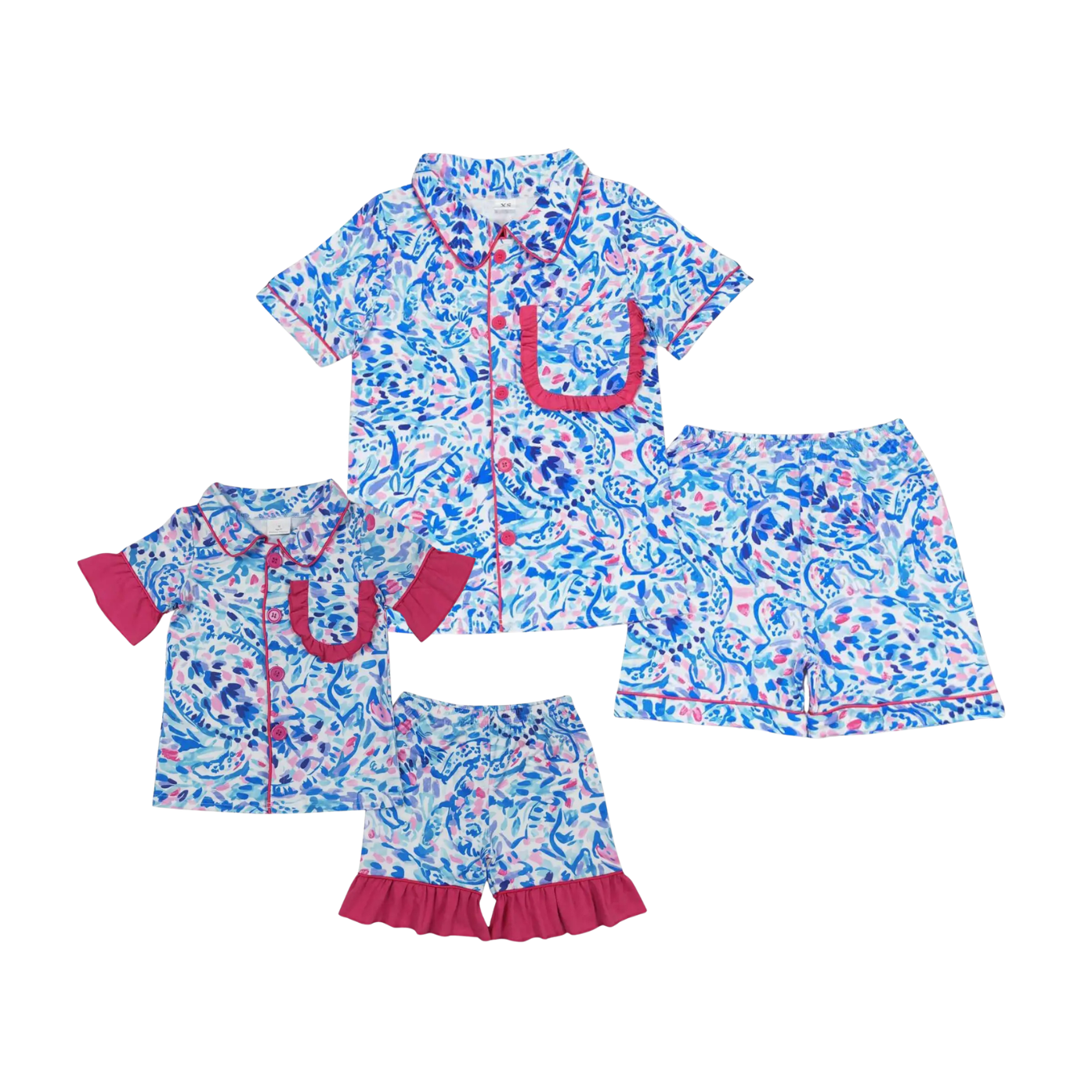 Blue Watercolor Button Down PJs