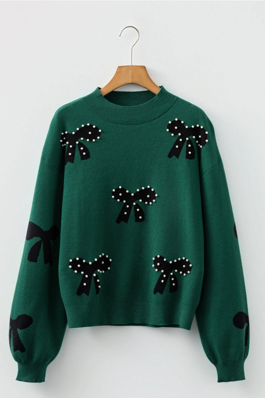 Green Bow Pearl Sweater