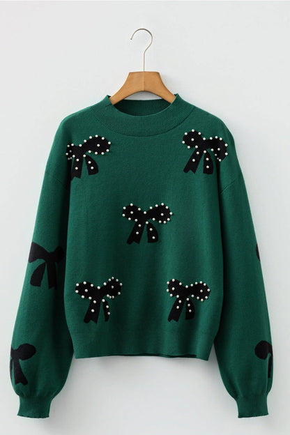 Green Bow Pearl Sweater