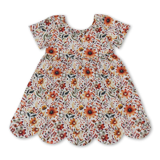 Fall Floral Scallop Dress
