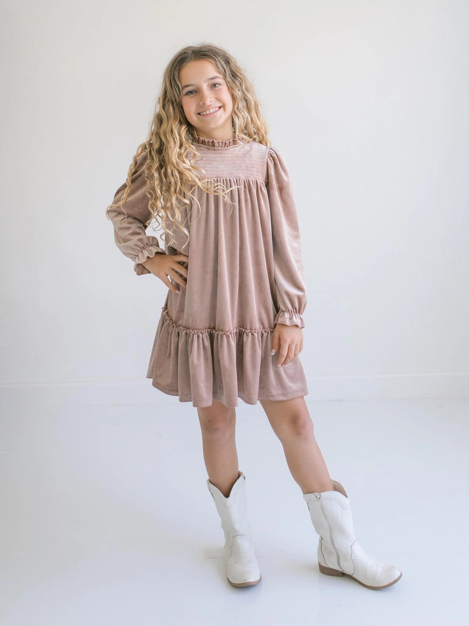 Champagne Velvet Holiday Dress