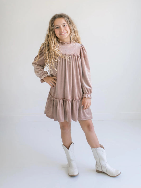 Champagne Velvet Holiday Dress