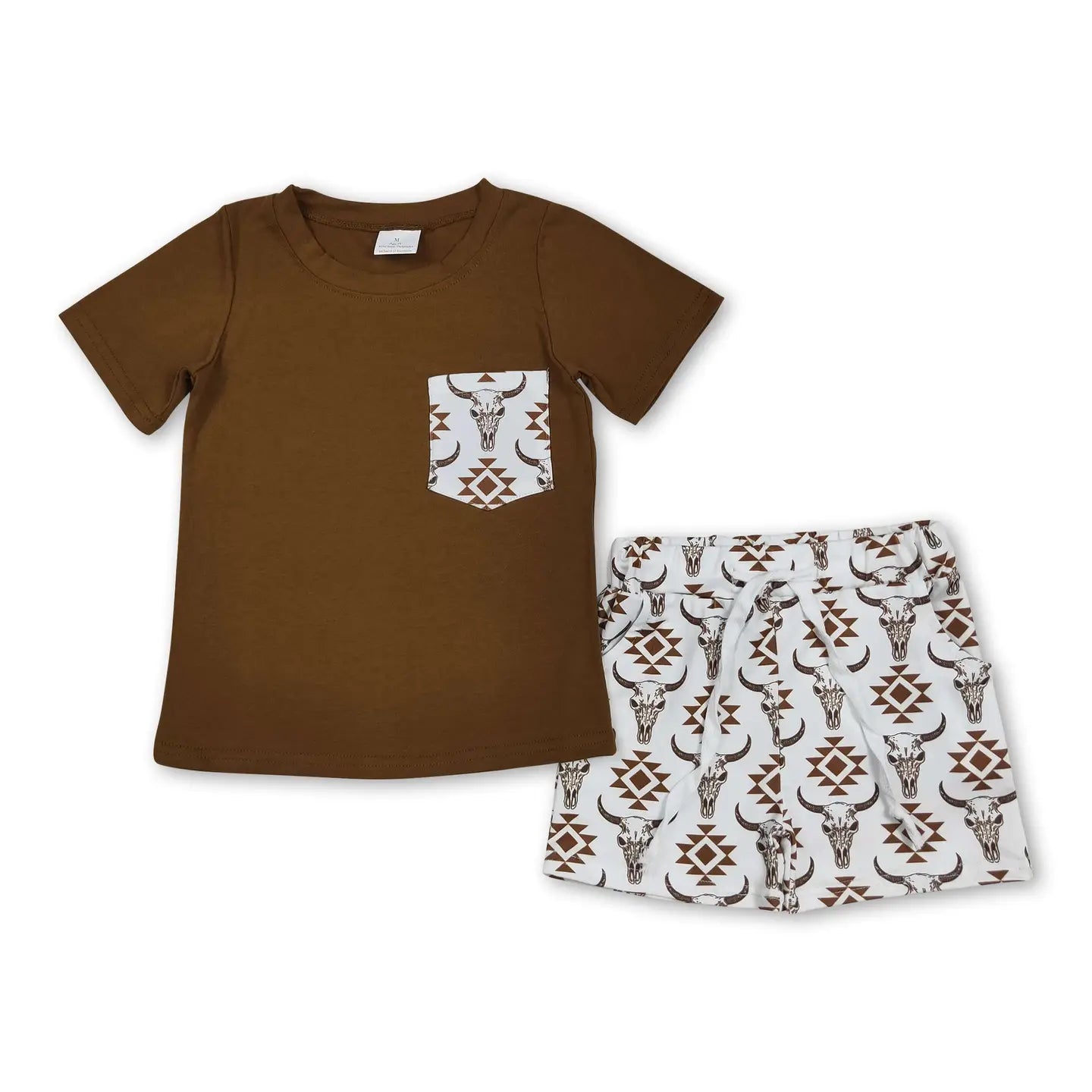 Steer Shorts & Brown Pocket Tee