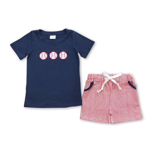 Red Striped Shorts Set