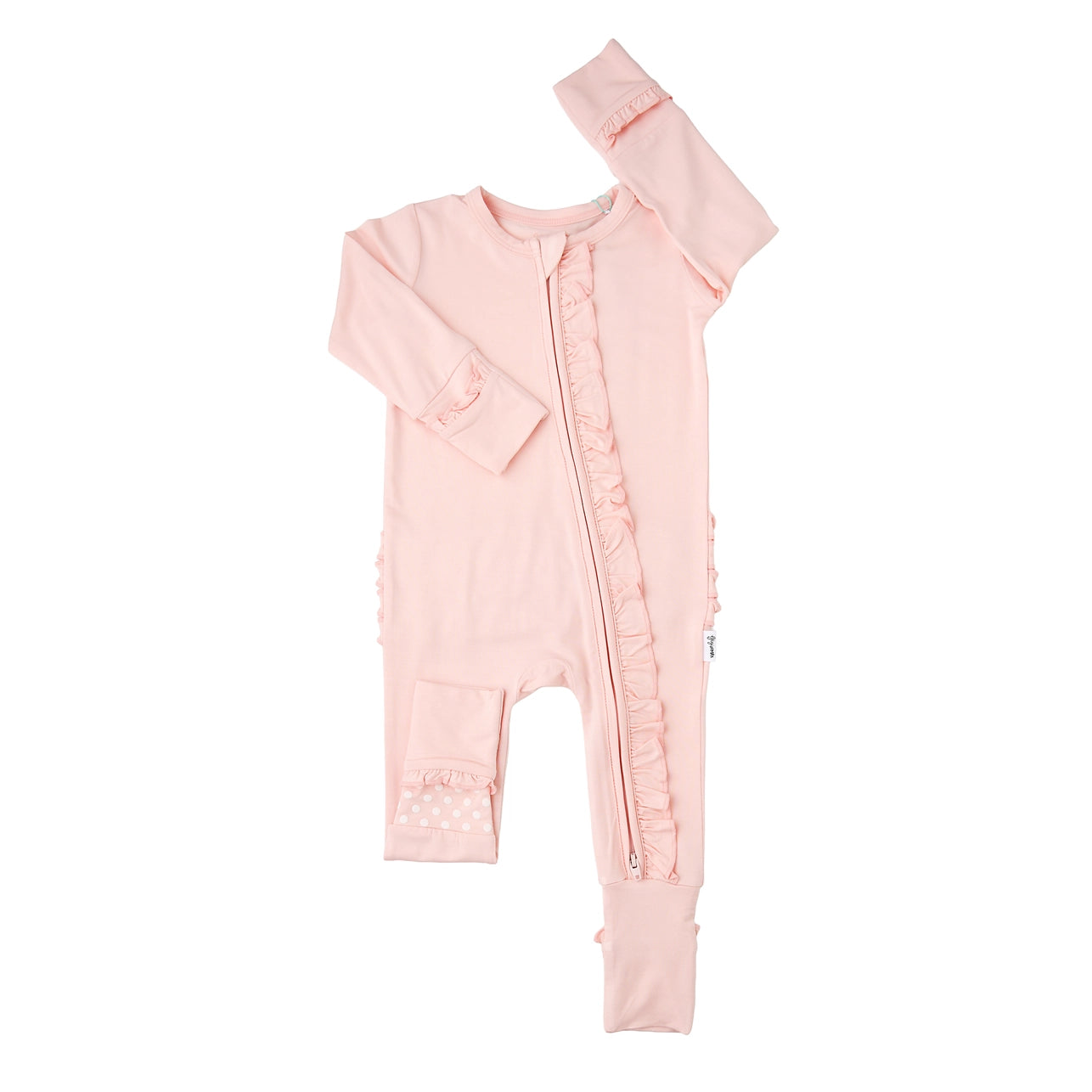 Baby Pink Bamboo Ruffle Zippie