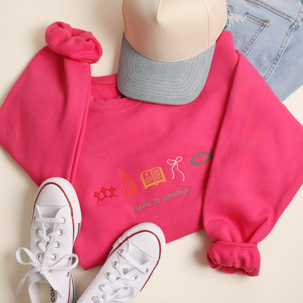 Made to Worship Symbols Embroidered Crewneck