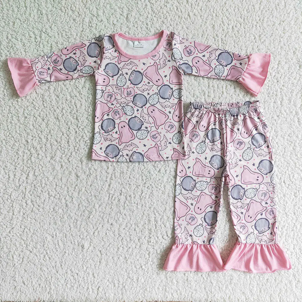 Pink Ghosts & Cauldrons Ruffle Set