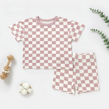 Bamboo Checkered Shorts Set