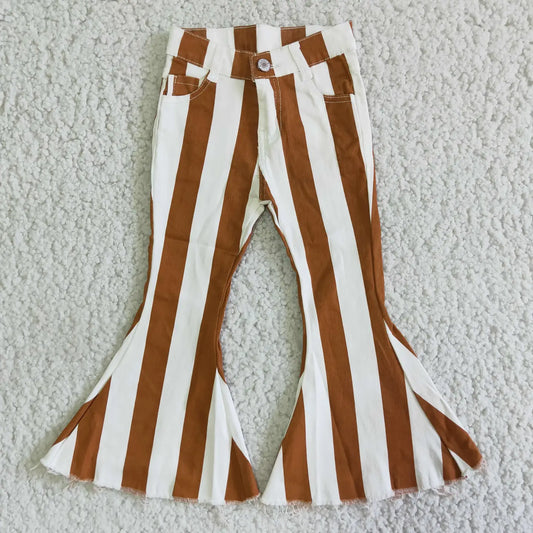 Brown Striped Flare Pants