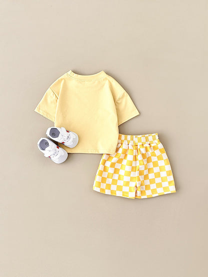 Custom Tee & Checkered Shorts Set