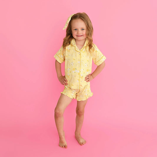 Lola Bamboo - Button-up Ruffle Short PJs