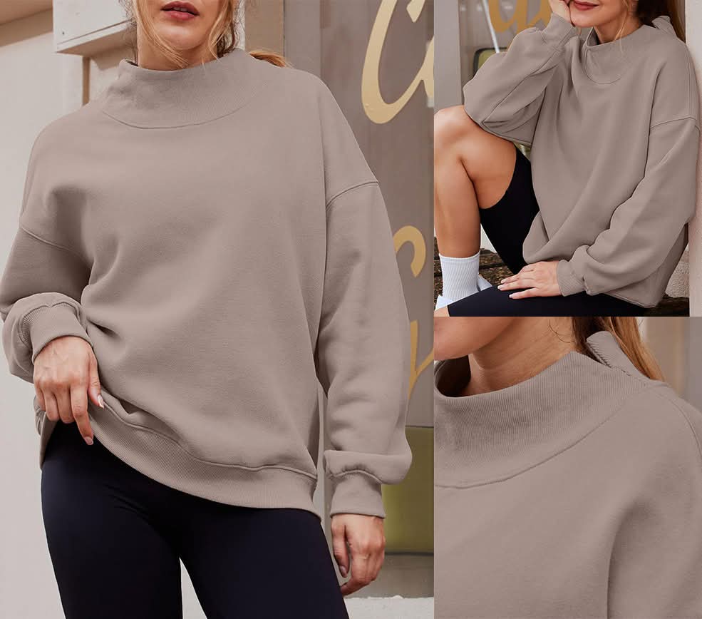 Mock Neck Solid Sweatshirt - CLOSES 11/9