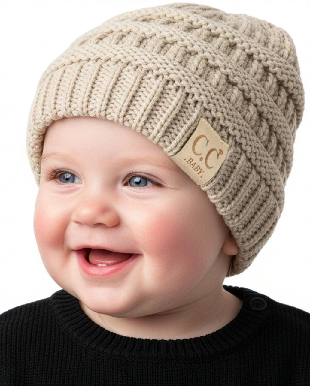Infant Ribbed Beanie - Beige
