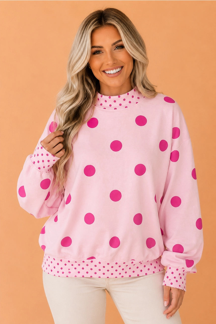 Pink Polka Dot Oversized Sweater
