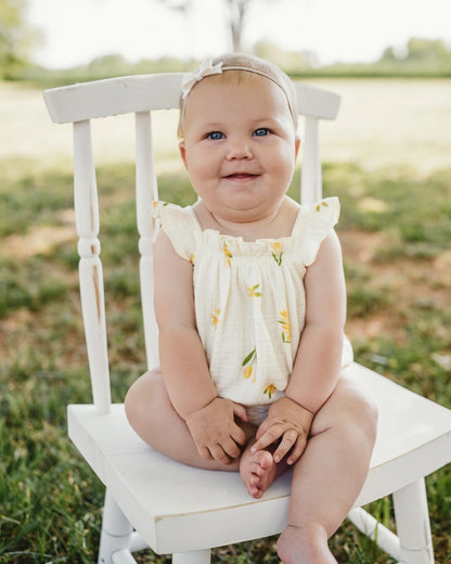 Buttercup Bloom Flutter Sleeve Bubble Romper