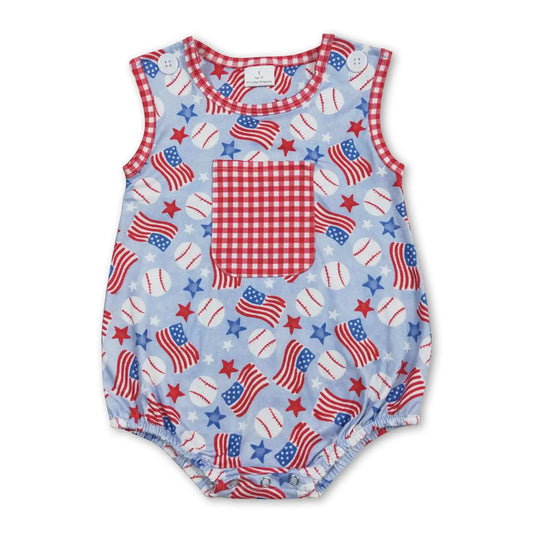 American Baseball Sleeveless Romper