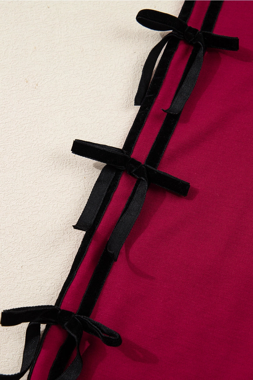 Stripe Bow Drop Shoulder Sweater Dress