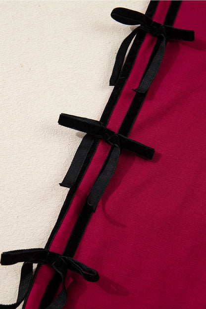 Stripe Bow Drop Shoulder Sweater Dress