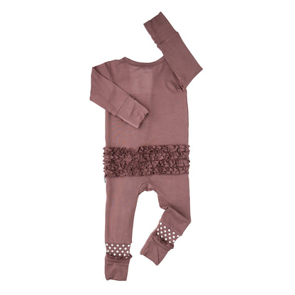 Mauve Bamboo Ruffle Zippie